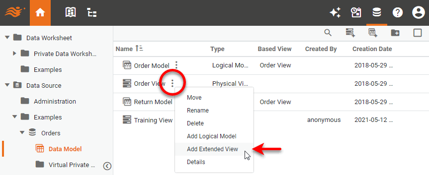 press More Options, select Add Extended View