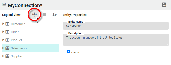 press Add Element to add entities and attributes