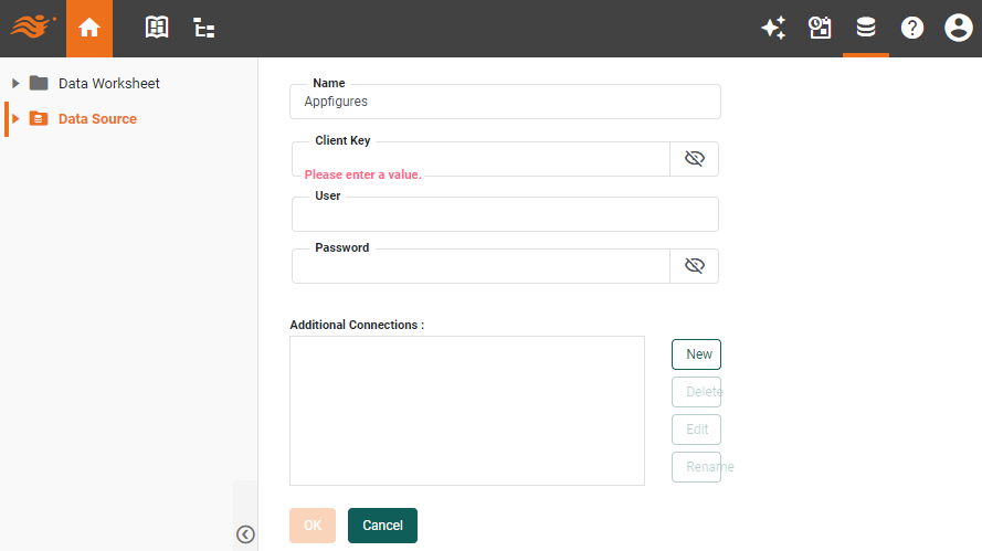 Appfigures data source definition screen
