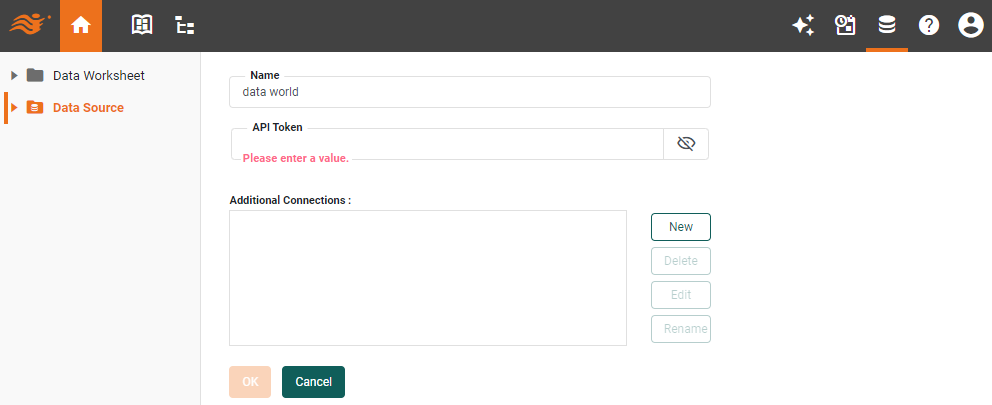 data.world data source definition screen