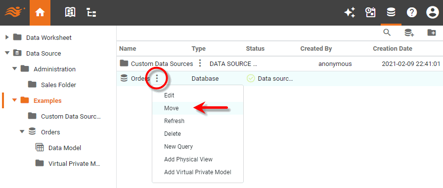 press More Options, select Move