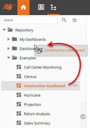 drag asset to desired folder