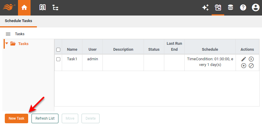 press New Task button