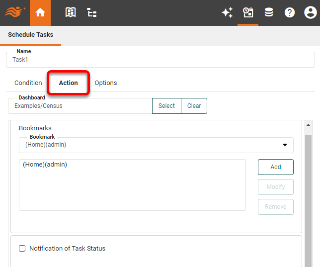schedule action options