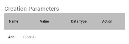 assign creation parameters for scheduled Dashboard action
