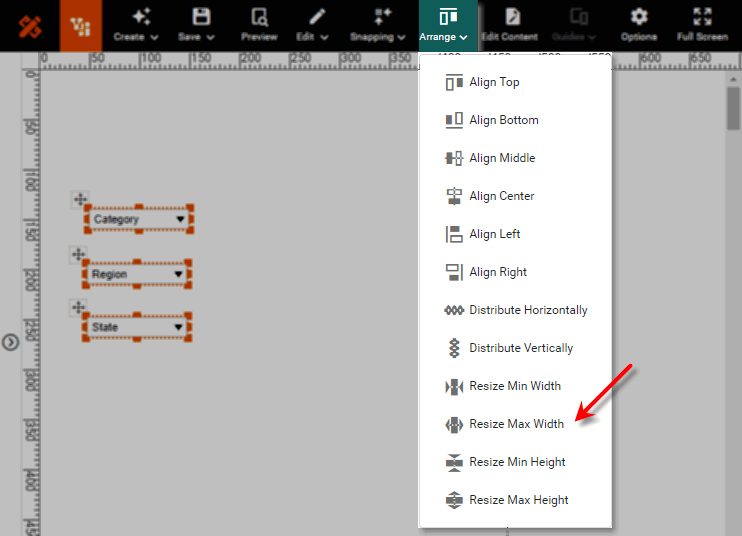 press Arrange and choose resize option
