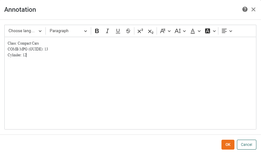 annotation editor with data point tooltip contents