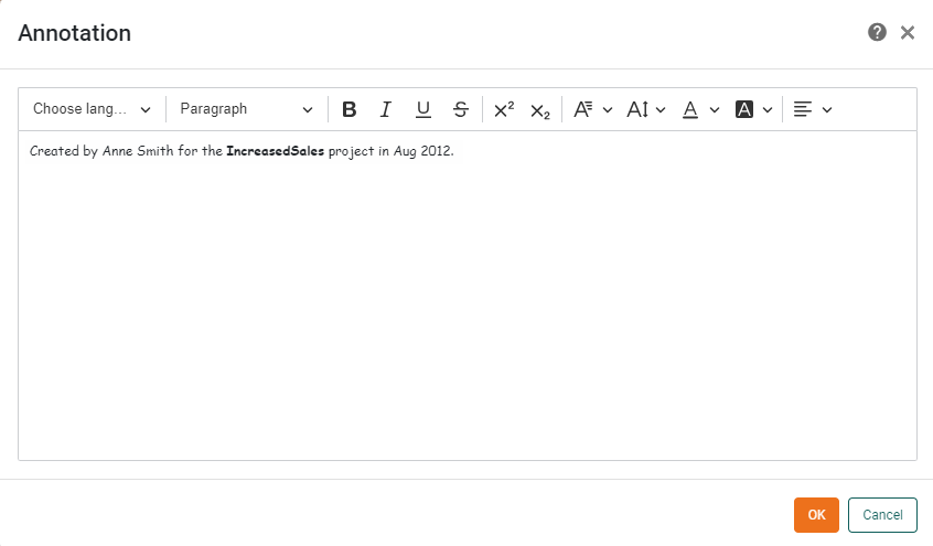 enter annotation text in editor