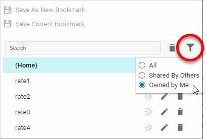 press Filter to restrict bookmarks