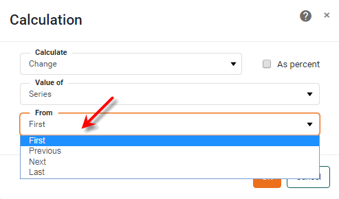 Change calculation dialog with From and Value of options