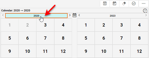 calendar in year view with month selection