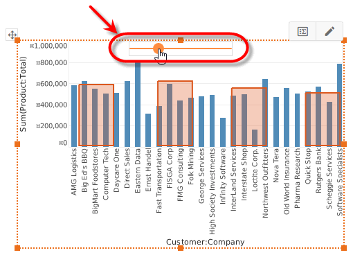 drag slider control to change element spacing