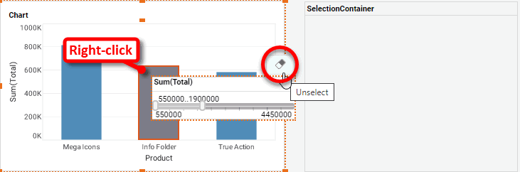 press unselect button to remove chart filter