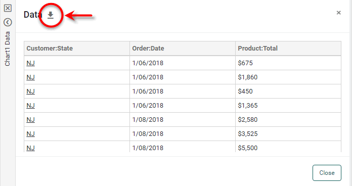 press Export button in data panel