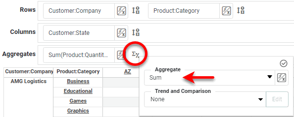 press Edit Measure and select aggregate method