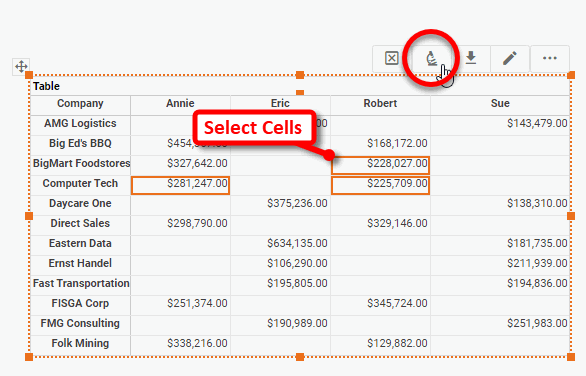 press show details button on crosstab