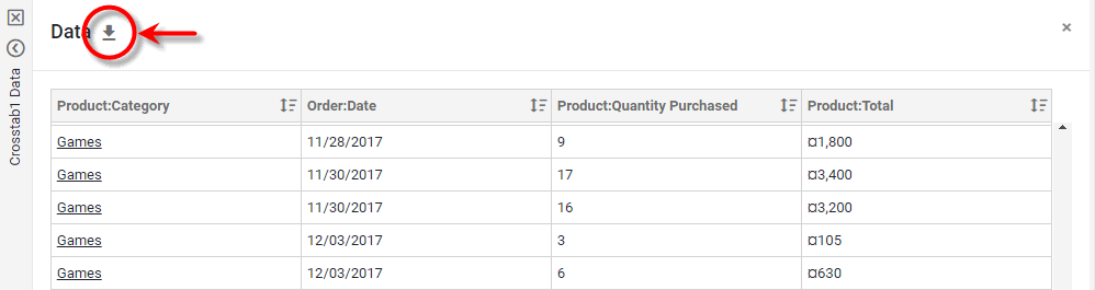 press Export button to export data