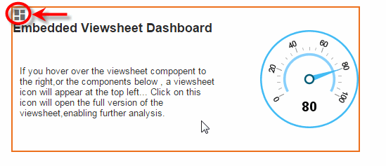 click dashboard icon to open embedded dashboard