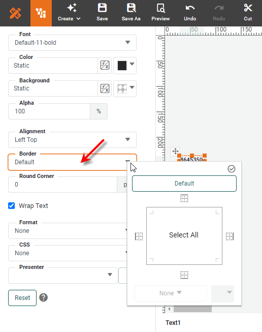 border settings in format panel