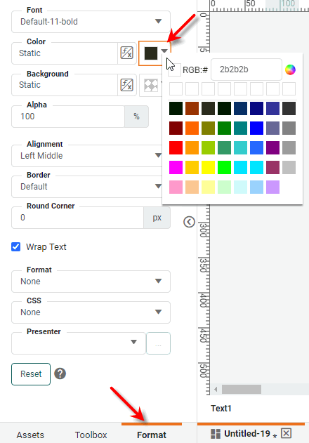 color options in format panel
