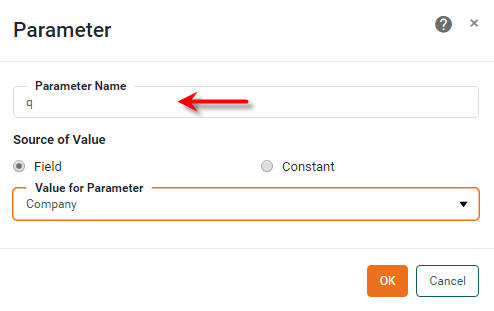 select Company as parameter value