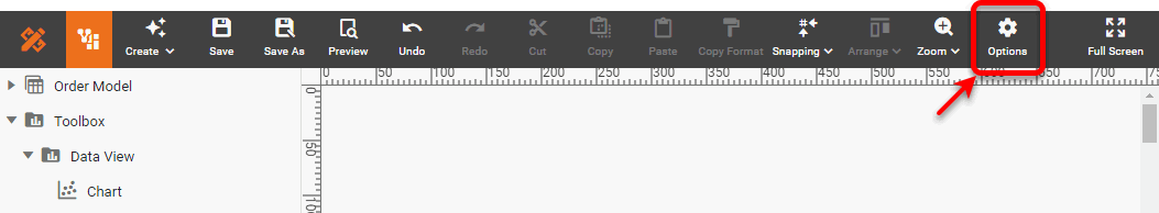 press Options button to open dashboard options