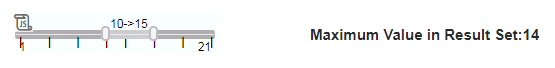 range slider showing upper limit value 15 excluded from selection range