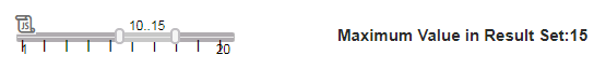 range slider showing upper limit value 15 included in selection range