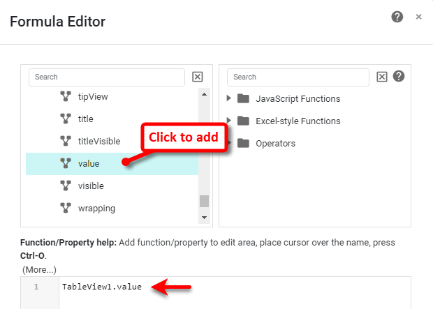 script editor component tree showing table data and field nodes