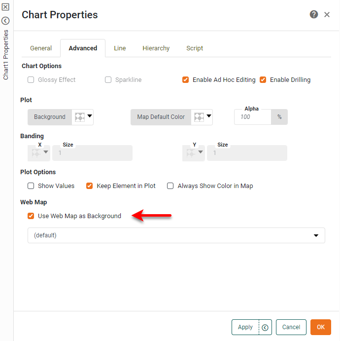 enable use web map as background under Advanced tab