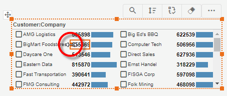 drag handle to resize aggregate text