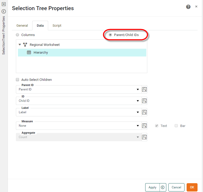 select Parent/Child IDs option