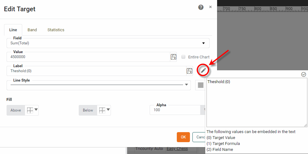 customize target line label