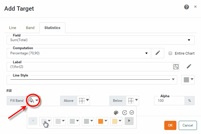 select fill band colors