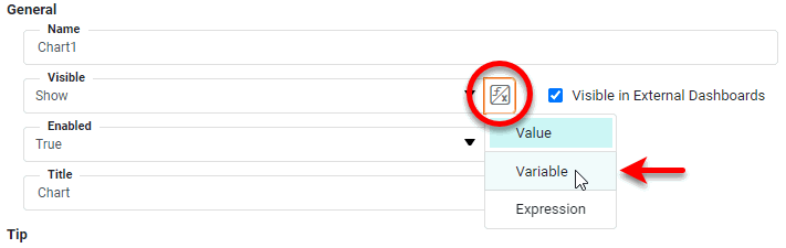 select variable option for property