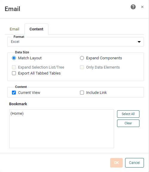 choose export type in content tab