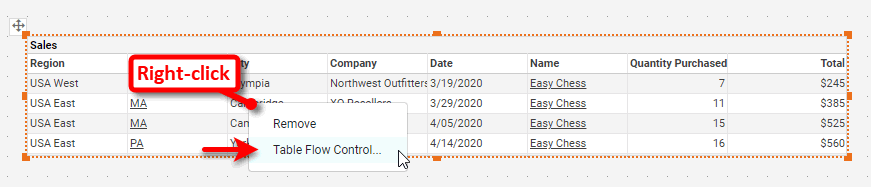 right-click table and select Table Flow Control in print layout