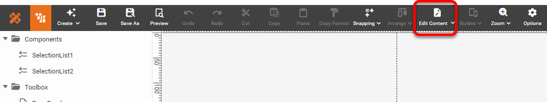 press Edit Content button in toolbar for print layout