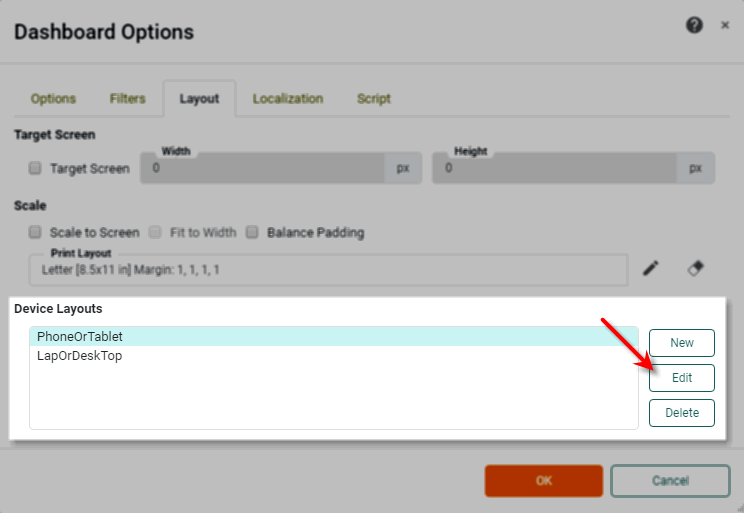 select layout and press Edit button in device layouts panel