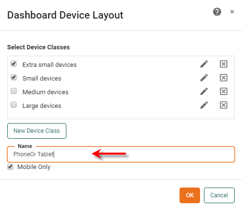 select device classes and enter layout name in panel