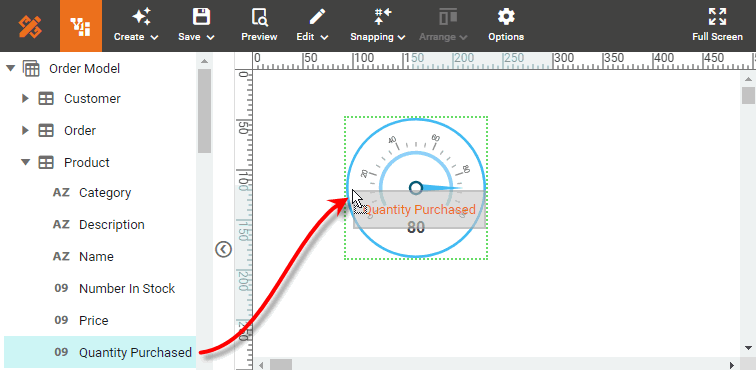 drag measure onto gauge component