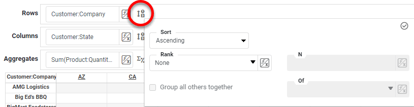 press edit dimension button on crosstab row or column header