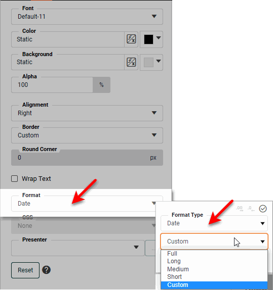 predefined date format options