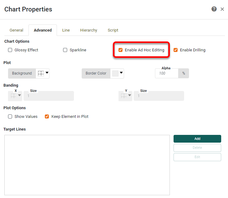 select enable ad hoc editing option