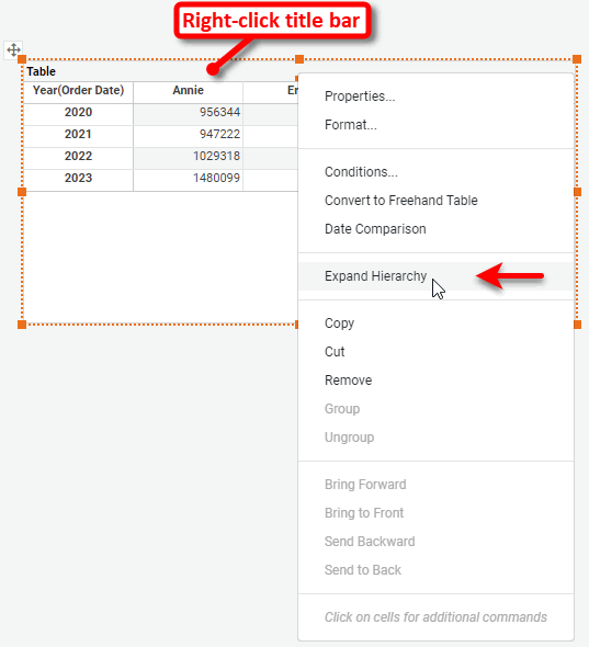 right-click to expand all hierarchies