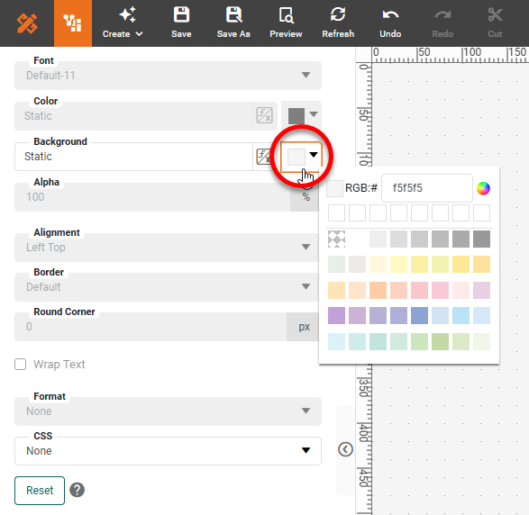 set background color using format tab