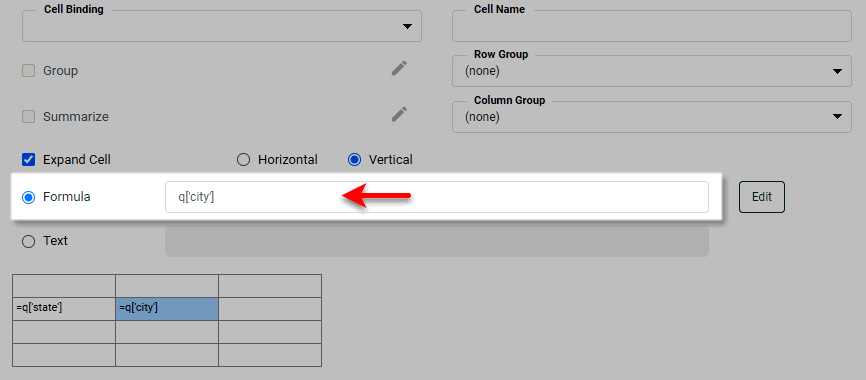 freehand table formula editor showing city column extraction formula