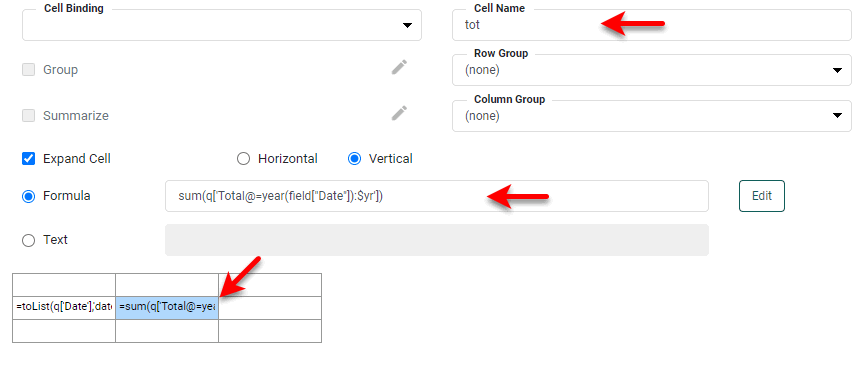 freehand table cell name field showing tot entered for annual totals cell