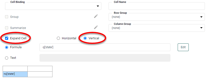 freehand table with Expand Cell set to Vertical and state column data populated