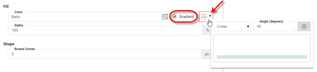 select gradient option and press gradient chip